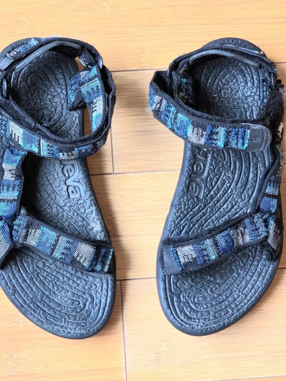 Teva Terradactyl Sport Sandals Blue Aztec Geo Strap Thick Tread Men's 9 Hiking